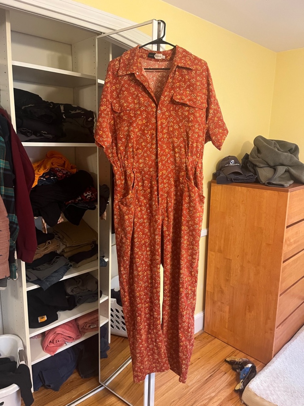 Rust Floral Short-Sleeve Jumpsuit